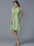 A-Line/Princess Straps Sleeveless Pleats Short Chiffon Bridesmaid Dresses TPP0005641