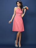 A-Line/Princess Bateau Sash/Ribbon/Belt Sleeveless Short Chiffon Bridesmaid Dresses TPP0005370