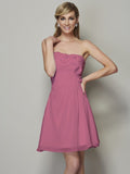 A-Line/Princess Strapless Sleeveless Pleats Applique Short Chiffon Bridesmaid Dresses TPP0005739