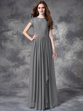 A-line/Princess Bateau Lace Sleeveless Long Chiffon Bridesmaid Dresses TPP0005036