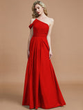 A-Line/Princess One-Shoulder Floor-Length Chiffon Sleeveless Bridesmaid Dresses TPP0005381