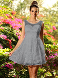 A-Line/Princess Bateau Sleeveless Short Lace Bridesmaid Dresses TPP0005581