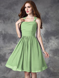 A-line/Princess Straps Ruffles Sleeveless Short Chiffon Bridesmaid Dresses TPP0005517