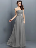 A-Line/Princess Strapless Pleats Sleeveless Long Chiffon Bridesmaid Dresses TPP0005391