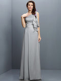 A-Line/Princess One-Shoulder Ruffles Sleeveless Long Chiffon Bridesmaid Dresses TPP0005609