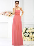 A-Line/Princess Strapless Hand-Made Flower Sleeveless Long Chiffon Bridesmaid Dresses TPP0005309