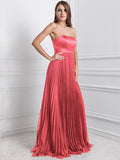 A-Line/Princess Strapless Sleeveless Ruffles Long Chiffon Bridesmaid Dresses TPP0005555