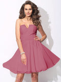 A-Line/Princess Sweetheart Ruffles Sleeveless Short Chiffon Bridesmaid Dresses TPP0005699