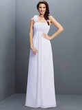 A-Line/Princess Strapless Hand-Made Flower Sleeveless Long Chiffon Bridesmaid Dresses TPP0005737