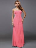 Sheath/Column Strapless Sleeveless Ruffles Long Chiffon Bridesmaid Dresses TPP0005426