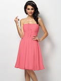 A-Line/Princess Strapless Pleats Sleeveless Short Chiffon Bridesmaid Dresses TPP0005762