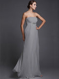 A-Line/Princess Strapless Sleeveless Beading Long Chiffon Bridesmaid Dresses TPP0005500