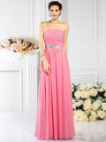 A-Line/Princess Strapless Pleats Sleeveless Long Chiffon Bridesmaid Dresses TPP0005716