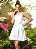 A-Line/Princess One-Shoulder Pleats Sleeveless Short Chiffon Bridesmaid Dresses TPP0005388