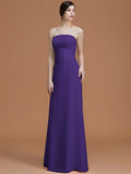 A-Line/Princess Strapless Sleeveless Floor-Length Ruched Chiffon Bridesmaid Dresses TPP0005696