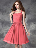 A-line/Princess Straps Ruffles Sleeveless Short Chiffon Bridesmaid Dresses TPP0005517