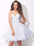 A-Line/Princess Sweetheart Ruffles Sleeveless Short Chiffon Bridesmaid Dresses TPP0005699