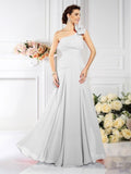 A-Line/Princess One-Shoulder Pleats Sleeveless Long Chiffon Bridesmaid Dresses TPP0005496