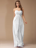 Sheath/Column Sweetheart Sleeveless Long Beading Ruffles Chiffon Bridesmaid Dresses TPP0005772