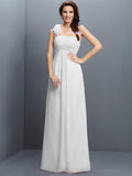 A-Line/Princess Strapless Hand-Made Flower Sleeveless Long Chiffon Bridesmaid Dresses TPP0005737