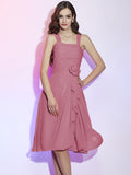 A-Line/Princess Straps Sleeveless Pleats Applique Short Chiffon Bridesmaid Dresses TPP0005629