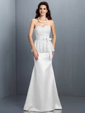 Trumpet/Mermaid Sweetheart Lace Sleeveless Long Satin Bridesmaid Dresses TPP0005592