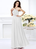 A-Line/Princess Strapless Hand-Made Flower Sleeveless Long Chiffon Bridesmaid Dresses TPP0005618