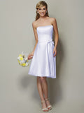 A-Line/Princess Strapless Sleeveless Bowknot Short Satin Bridesmaid Dresses TPP0005863