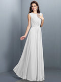 A-Line/Princess High Neck Pleats Sleeveless Long Chiffon Bridesmaid Dresses TPP0005354