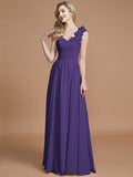 A-Line/Princess One-Shoulder Sleeveless Floor-Length Chiffon Bridesmaid Dresses TPP0005488