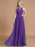 A-Line/Princess Chiffon Scoop Sleeveless Floor-Length Bridesmaid Dresses TPP0005219