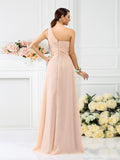 A-Line/Princess One-Shoulder Pleats Sleeveless Long Chiffon Bridesmaid Dresses TPP0005237