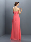 A-Line/Princess Strapless Hand-Made Flower Sleeveless Long Chiffon Bridesmaid Dresses TPP0005617