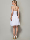 A-Line/Princess Strapless Sleeveless Pleats Applique Short Chiffon Bridesmaid Dresses TPP0005739