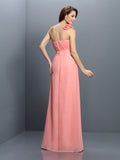 A-Line/Princess Strapless Hand-Made Flower Sleeveless Long Chiffon Bridesmaid Dresses TPP0005737