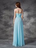 A-line/Princess Strapless Ruched Sleeveless Long Chiffon Bridesmaid Dresses TPP0005797