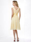 A-Line/Princess Straps Sleeveless Pleats Short Chiffon Bridesmaid Dresses TPP0005096