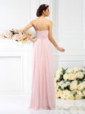 A-Line/Princess Strapless Hand-Made Flower Sleeveless Long Chiffon Bridesmaid Dresses TPP0005309