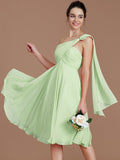 A-Line/Princess One-Shoulder Sleeveless Ruched Short/Mini Chiffon Bridesmaid Dresses TPP0005025