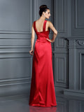 A-Line/Princess Straps Sleeveless Long Elastic Woven Satin Bridesmaid Dresses TPP0005223