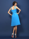 A-Line/Princess Bateau Sash/Ribbon/Belt Sleeveless Short Chiffon Bridesmaid Dresses TPP0005370