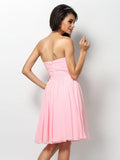 A-Line/Princess Strapless Pleats Sleeveless Short Chiffon Bridesmaid Dresses TPP0005762