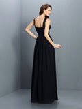 A-Line/Princess Bateau Pleats Sleeveless Long Chiffon Bridesmaid Dresses TPP0005451