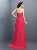 A-Line/Princess Sweetheart Pleats Sleeveless Long Chiffon Bridesmaid Dresses TPP0005681