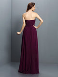 A-Line/Princess Strapless Pleats Sleeveless Long Chiffon Bridesmaid Dresses TPP0005318