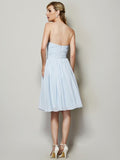 A-Line/Princess Strapless Sleeveless Hand-Made Flower Short Chiffon Bridesmaid Dresses TPP0005295