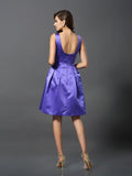 A-Line/Princess Scoop Sleeveless Short Satin Bridesmaid Dresses TPP0005459