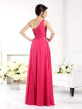 A-Line/Princess One-Shoulder Ruched Sleeveless Long Chiffon Bridesmaid Dresses TPP0005477