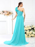 A-Line/Princess One-Shoulder Pleats Sleeveless Long Chiffon Bridesmaid Dresses TPP0005289