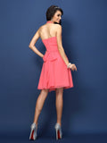 A-Line/Princess Halter Pleats Bowknot Sleeveless Short Chiffon Bridesmaid Dresses TPP0005822